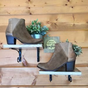 Diesel 💜 Leather Ankle Booties Tan Cow Pigskin Heel Boots Moto Slip On 40 /‎ 9